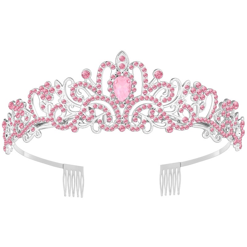 Queenship Tiara Crown for Women, Queen Tiara for Birthday Prom Bridal Party Custome Pink - Image 1